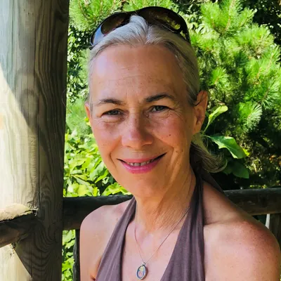 Carole Pearson practising yoga